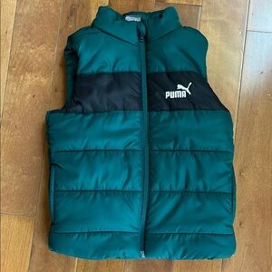 Puma Kids' Green and Black Puffer Vest